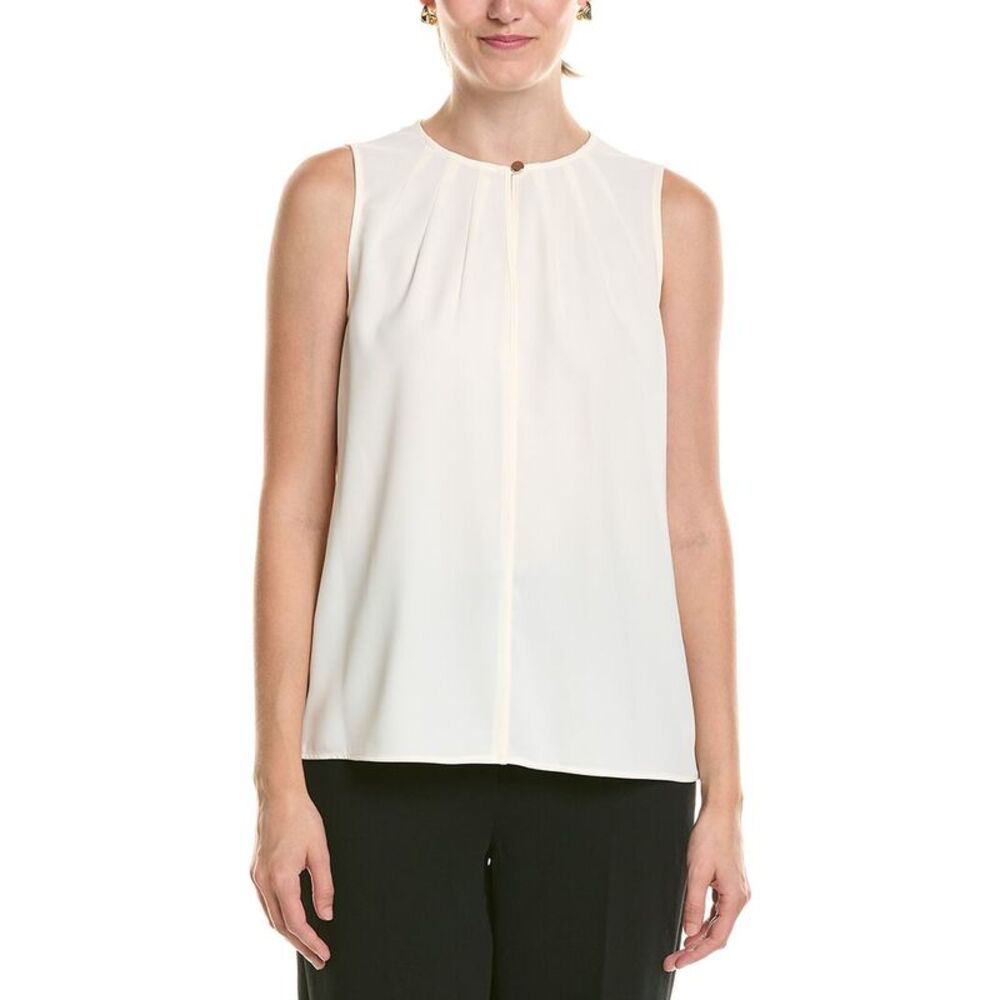 Anne Klein Womens  Keyhole Neck Blouse, White